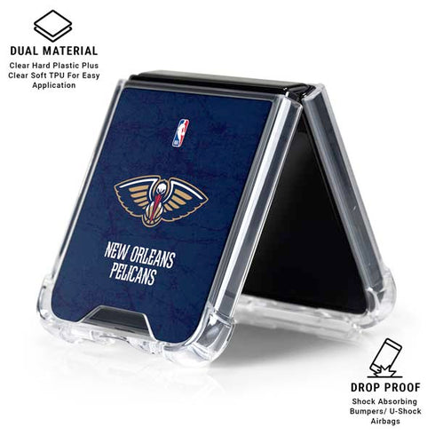NBA New Orleans Pelicans Distressed Galaxy Z Flip6 Clear Case
